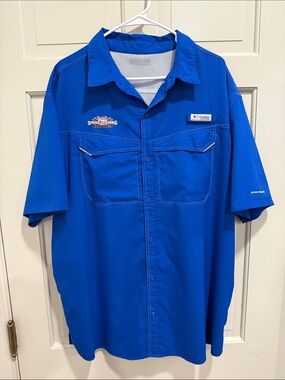 Columbia Omni-Shade Men’s Short-Sleeve Button-Down Shirt Royal Blue Size XL